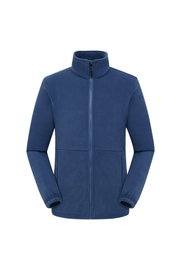 Long Sleeve Hatless Casual Jacket Stand Collar Warm Cardigan Coat Lightweight Stylish Outerwear for Daily Wear Work School Blue XL