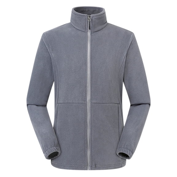 YLSDY Long Sleeve Hatless Casual Jacket Stand Collar Warm Cardigan Coat Lightweight Stylish Outerwear for Daily Wear Work School Gray M