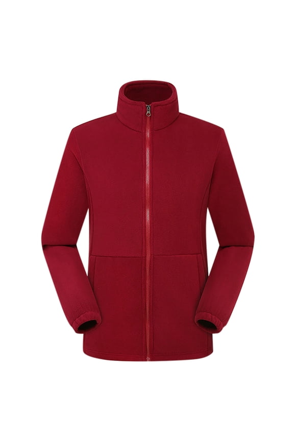 Long Sleeve Hatless Casual Jacket Stand Collar Warm Cardigan Coat Lightweight Stylish Outerwear for Daily Wear Work School Wine XXL