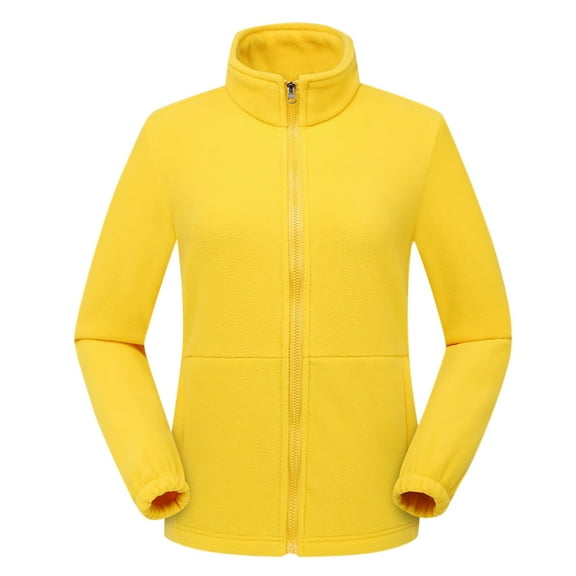 YLSDY Long Sleeve Hatless Casual Jacket Stand Collar Warm Cardigan Coat Lightweight Stylish Outerwear for Daily Wear Work School Yellow S