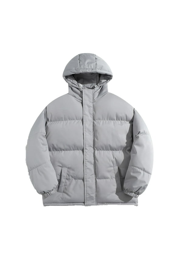 Long Sleeve Parkas Warm Hooded Jacket Casual Loose Fit Soft Breathable Fabric Men's Winter Coat Outdoor Daily Wear Gray XXXXXL