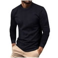 thumbnail image 1 of YLSDY Long Sleeve Shirts for Men Lightweight Casual Crewneck Textured Pullover Sweatshirts Solid Hoodless Shirts Navy L, 1 of 8