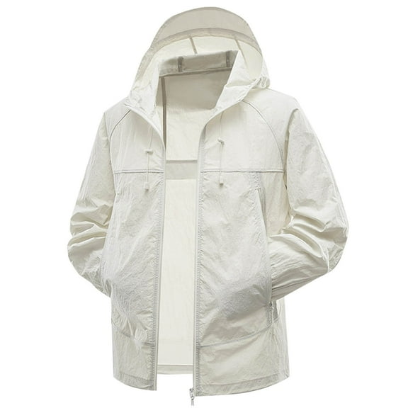 YLSDY Man Hoods Coat for Man Long Sleeve Loose Fit Oversized Sun Protection Hooded Plain Fall Winter Outerwear 2025 Beige S