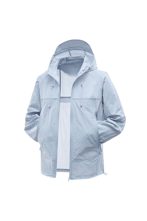 Man Hoods Coat for Man Long Sleeve Loose Fit Oversized Sun Protection Hooded Plain Fall Winter Outerwear 2025 Blue XXXXL