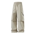 thumbnail image 1 of YLSDY Man Trousers Pants Windbreaker Outfit for Mens Loose Fit Straight Leg Plain Fall Winter Windbreaker 2025 White M, 1 of 6