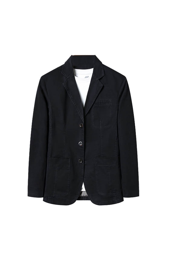 Men Blazer Fashion Button Solid Casual Long Sleeve Jacket Suit Stylish Comfortable Cotton Outdoor Office Wear Black XXXXL