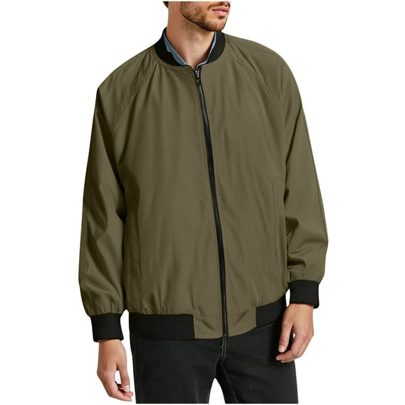 YLSDY Men Bomber Jackets Fall Zip Up Long Sleeve Sportwear Coats Casual Lightweight Softshell Jacket with Pockets Army Green XXL