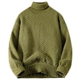thumbnail image 1 of YLSDY Men Cable Knit Sweater Casual Oversized Turtleneck Long Sleeve Pullover Sweater Stylish Warm Knitwear Jumper Top Army Green XXXL, 1 of 5