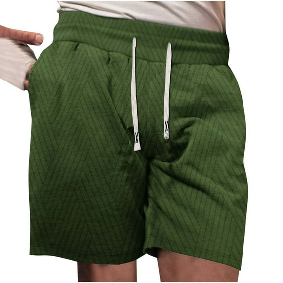YLSDY Men Casual Shorts 2025 Summer Fashion Lightweight Solid Color Pockets Drawstring Elastic Waist Breathable Shorts Green XXL