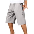 thumbnail image 1 of YLSDY Men Cotton Casual Cargo Shorts Summer Knee Length Short Pants Elastic Waist Lounge Short Bermuda Shorts Zipper Pockets Gray XXL, 1 of 7