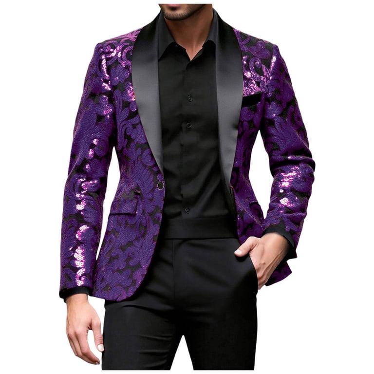 purple dress jacket Couture 1910 Sharkskin Violet Suit (Separates) 48R Slim and modern look. Mens Light Purple Suit Blazer