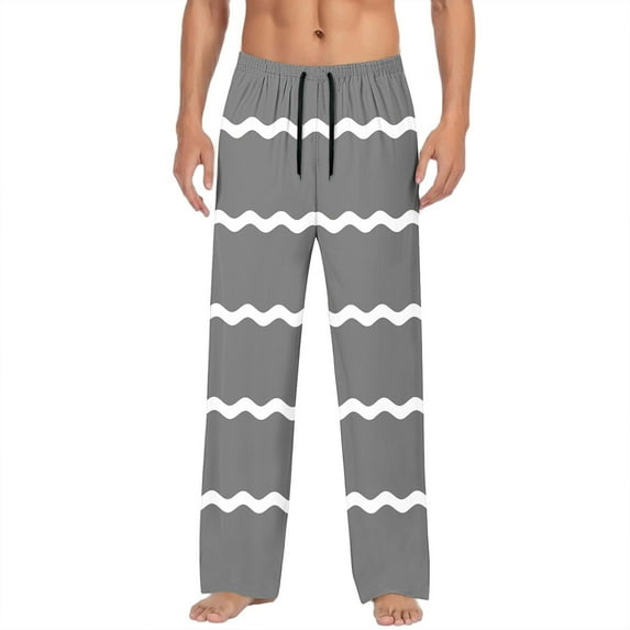 YLSDY Men Pajama Pants Comfy Casual Palazzo Lounge Wide Leg Pants for Teens 2025 Straight Loose Striped Print Joggers Trousers Gray M