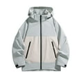 thumbnail image 1 of YLSDY Men Patchwork Zipper Jackets Color Block Hooded Outdoor Outwear Large Size Spliced Coat with Double Pocket Gray XXXXXL, 1 of 4