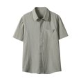 thumbnail image 1 of YLSDY Men Pleated Loose Button Down Shirts, Summer Short Sleeve Lapel Casual Tees Fashion Beach Vacation Tops with Pockets Army Green XXL, 1 of 9