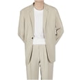 thumbnail image 1 of YLSDY Men Plus Size Wrinkle Free Blazer Tops, Long Sleeve One Button Loose Suit Jackets Back Split Lapel Blazers with Pockets Khaki XXXXL, 1 of 4