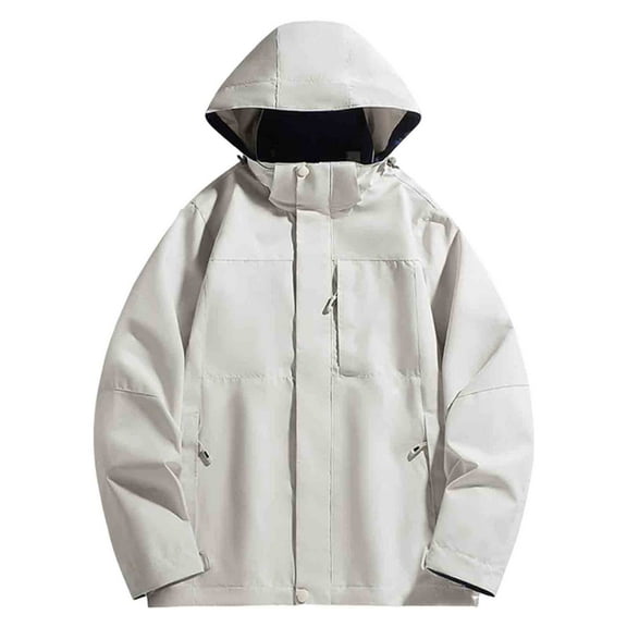 YLSDY Men Rain Jacket Waterproof Windproof Lightweight Windbreaker Mountain Hiking Sport Jacket Hooded Raincoat Khaki XL