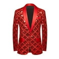 thumbnail image 1 of YLSDY Men Sequin Shiny Stereoscopic Pattern Prom Suit Jacket One Button and Blazers Tuxedo for Wedding Banquet Red S, 1 of 8