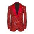 thumbnail image 1 of YLSDY Men Sequin Shiny Stereoscopic Pattern Prom Suit Jacket One Button and Blazers Tuxedo for Wedding Banquet Red XL, 1 of 8
