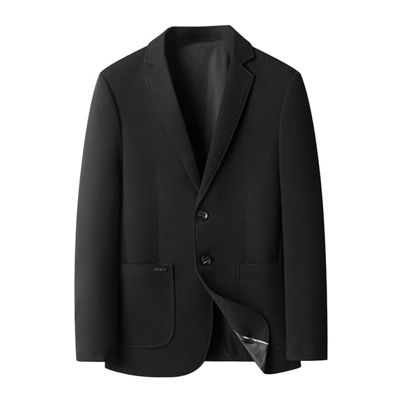 YLSDY Men Solid Blazer Coat Notched Collar Business Blazer Casual Slim Two Buttons Loose Waffle Suit Jacket Black M