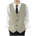 thumbnail image 1 of YLSDY Men Summer Lightweight Suit Vests Slim Fit Waistcoat Casual Business Dressy Vest Button Down Open Front Tank Tops Army Green XL, 1 of 7