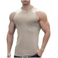 thumbnail image 1 of YLSDY Men Tank Tops Athletic Compression Cut Off Ribbed Knit Textured Shirts Work Out Slim Fit Thick Bodybuilding Shirts Khaki S, 1 of 3