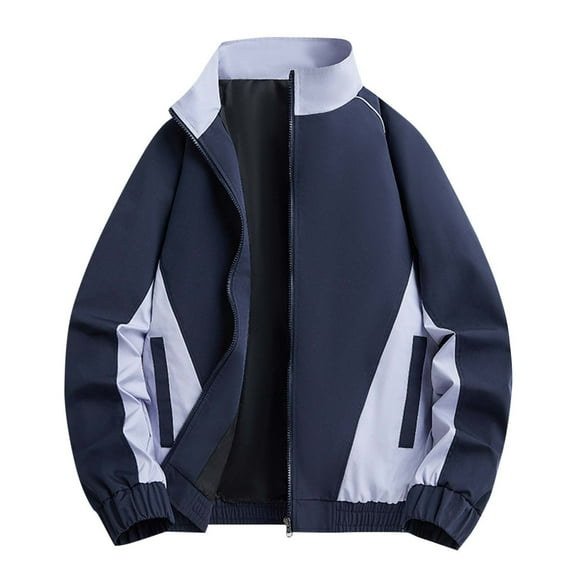 YLSDY Men Women Hip-Hop Racing Bomber Patchwork Oversized Motorcycle Vintage Streetwear Jackets Windbreaker Baseball Coat Navy S