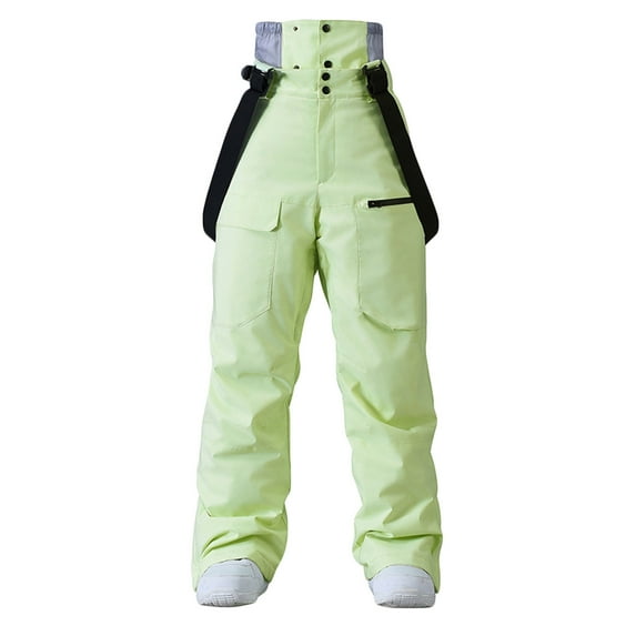 YLSDY Men Women Insulated Outdoor Mountain Ski Pants Windproof Waterproof Breathable Snowboarding Pants Ski Bibs Green S
