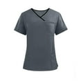 thumbnail image 1 of YLSDY Men & Women Scrub Tops V-Neck Scrubs Unisex Stretch Nursing Shirts Medical Uniform Workwear with 3 Pockets Dark Gray XS, 1 of 6