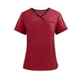thumbnail image 1 of YLSDY Men & Women Scrub Tops V-Neck Scrubs Unisex Stretch Nursing Shirts Medical Uniform Workwear with 3 Pockets Red XS, 1 of 6