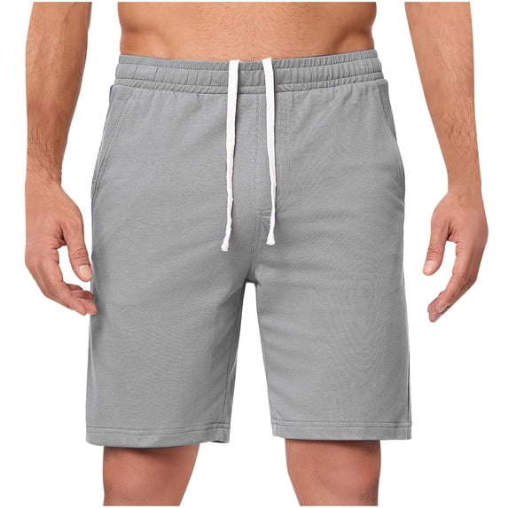 YLSDY Men's 100% Cotton Shorts Casual Elastic Waist Drawstring Lightweight Workout Lounge Beach Jersey Sweat Shorts Gray S