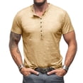 thumbnail image 1 of YLSDY Men's 5-Button Henley T-Shirt Lightweight Casual Slim Fit Short Sleeve Tee Khaki M, 1 of 7