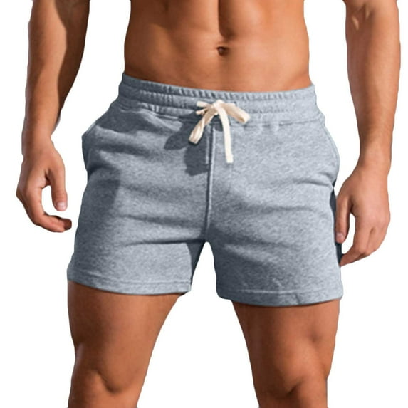 YLSDY Men's Athletic Shorts, Favorite Cotton Jersey Shorts, Pull-On Knit Shorts with Pockets, Knit Gym Shorts Beach Cotton Three-point Pants Gray 6