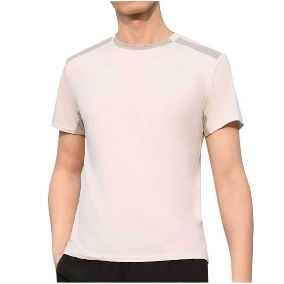 YLSDY Men's Athletic Workout T-Shirt Breathable Short Sleeve UPF 50+ Running Tee Summer Fashion Casual Sports Tops White L