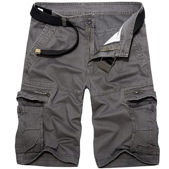 YLSDY Men's Baggy Bermuda Shorts with Multi Pockets Loose Fit Work Shorts Summer Cargo Shorts Straight Military Tactical Shorts Gray 34