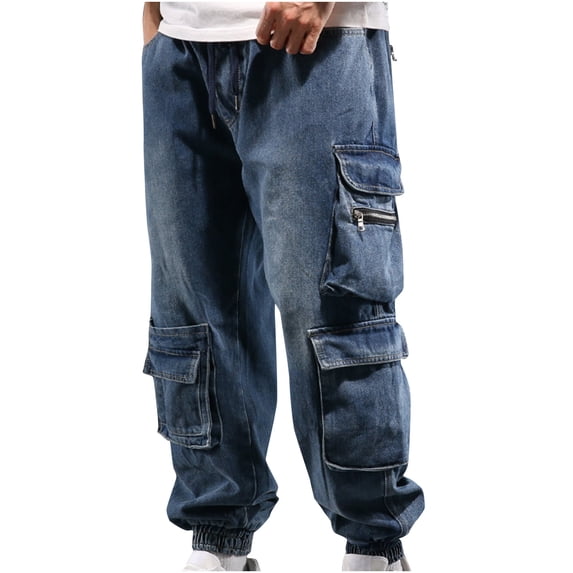 YLSDY Men's Baggy Jeans Y2k Hip Hop Wide Leg Denim Pants Vintage Dance Skateboard Trousers Loose Outdoor Denim Jeans Blue XXXXL