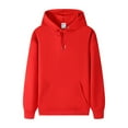 thumbnail image 1 of YLSDY Men's Basic Plain Drawstring Hoodie Long Sleeve Sweatshirt with Kangaroo Pocket Red XXL, 1 of 6