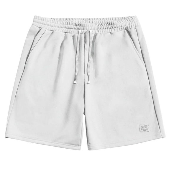 YLSDY Men's Basketball Sports Shorts Casual Summer Comfy Sweat Running Workout Gym Shorts with Pockets and Elastic Waist White M