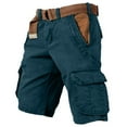 thumbnail image 1 of YLSDY Men's Belted Cargo Shorts Elastic Waist Relaxed Fit Cotton Casual Outdoor Lightweight Work Hiking Shorts Multi-Pockets Green M, 1 of 5