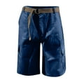 thumbnail image 1 of YLSDY Men's Belted Cargo Shorts Elastic Waist Relaxed Fit Cotton Casual Outdoor Lightweight Work Hiking Shorts Multi-Pockets Navy XL, 1 of 2