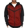 thumbnail image 1 of YLSDY Men's Black and Red Hoodie Zip Up Hoodie Fleece lightweight Sweatshirt Camo Color Block Fashion Long Sleeve Hooded Black XL, 1 of 4
