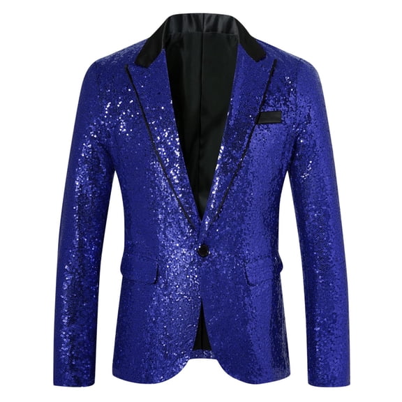 YLSDY Men's Blazer Casual Business Coat Stylish Pocket Button Flip Collar Long Sleeve Fashion Print Outdoor Daily Wear Suitable for Any Occasion Blue L