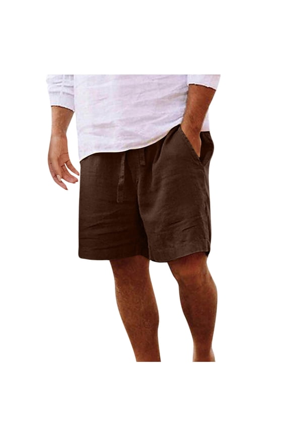 Men's Board Shorts Casual Summer Baggy Bermuda Linen Shorts Comfy Drawstring Resort Dress Surf Beach Vacation Clothes Brown XL