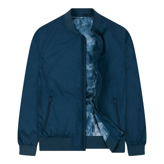 YLSDY Men's Bomber Jacket Lightweight Water Resistant Windbreaker Zipper Pockets Outdoor Spring Autumn Large Dark Blue M