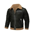 thumbnail image 1 of YLSDY Men’s Bomber Jacket Winter Coat Stylish Faux Fleece Lined Leather Jackets Collared Reversible Fleece Jacket Black XXL, 1 of 8