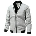 thumbnail image 1 of YLSDY Men's Bomber Jacket Zip Up Windbreaker Outdoor Sport Coat Solid Color Stand Collar Long Sleeve Jacket Outwear Gray XL, 1 of 8