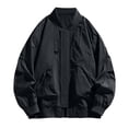 thumbnail image 1 of YLSDY Men's Bomber Varsity Jackets Lightweight Cargo Jackets Casual Trucker Jacket Thick Warm Coat with Pockets Black XXXXL, 1 of 9