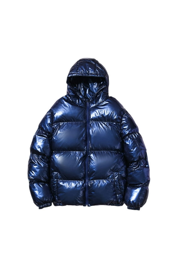 Men's Bubble Coat Winter Down Jacket Hooded Warm Thickened Outwear Coats Plus Size Windproof Puffer Jacket Blue XXXXL