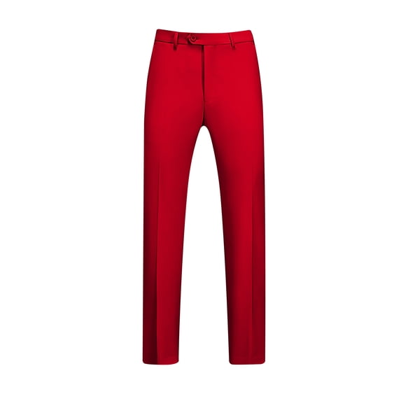 YLSDY Men's Business Suit Pants Flat Front Dress Pants with Belt Loops Zip Fly Multiple Colors Red XXXXXL