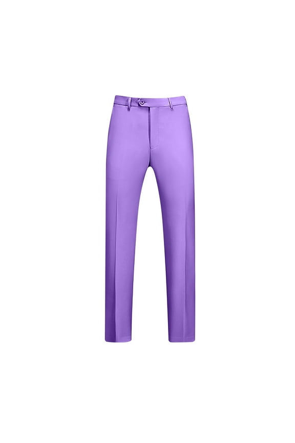 Men's Business Suit Pants Flat Front Dress Pants with Belt Loops Zip Fly Multiple Colors Rose Gold L