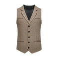 thumbnail image 1 of YLSDY Men's Business Vest Spring Herringbone Single Breasted Woolen Vintage Lapel Casual Vest with Pocket Khaki S, 1 of 9